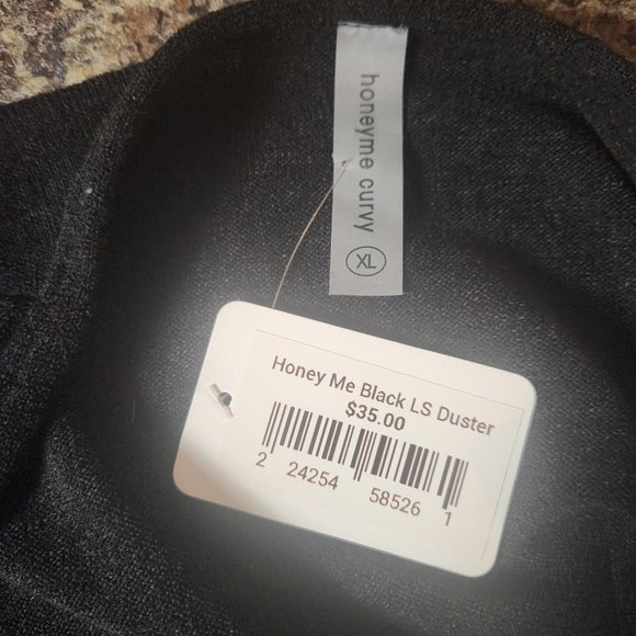 HONEYME Curvy V-neck Black Button-Up cardigan duster XL NWT - Picture 3 of 3